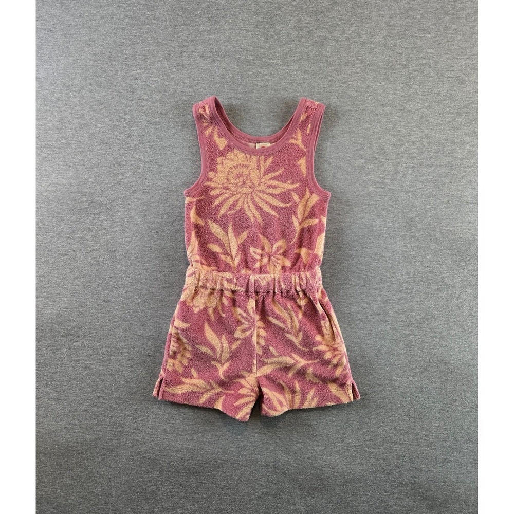 Faherty Romper Baby Girls‎ 2T Pink Cabana Terry Towel Sleeveless Shorts Floral